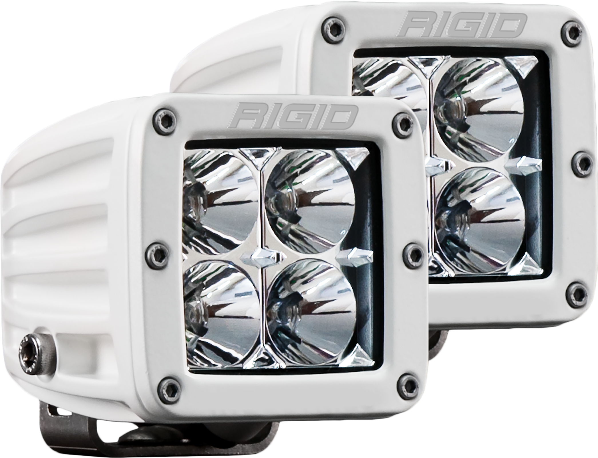 Rigid Industries Hybrid Flood Surface Mount White Housing Pair D-Series Pro