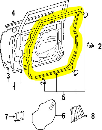 Front Door Weatherstrip - PASSENGER SIDE - Click Image to Close