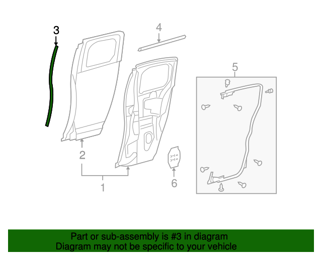 Rear Door Interior Weatherstrip Driver-Side - Click Image to Close