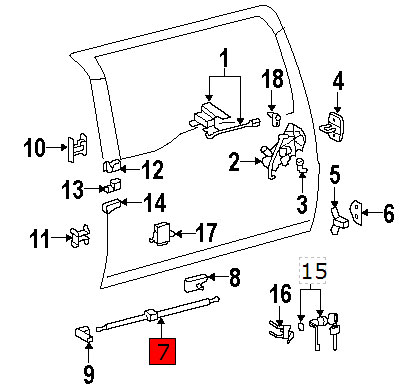 FJ Cruiser Back Door Stay Rod/Cylinder