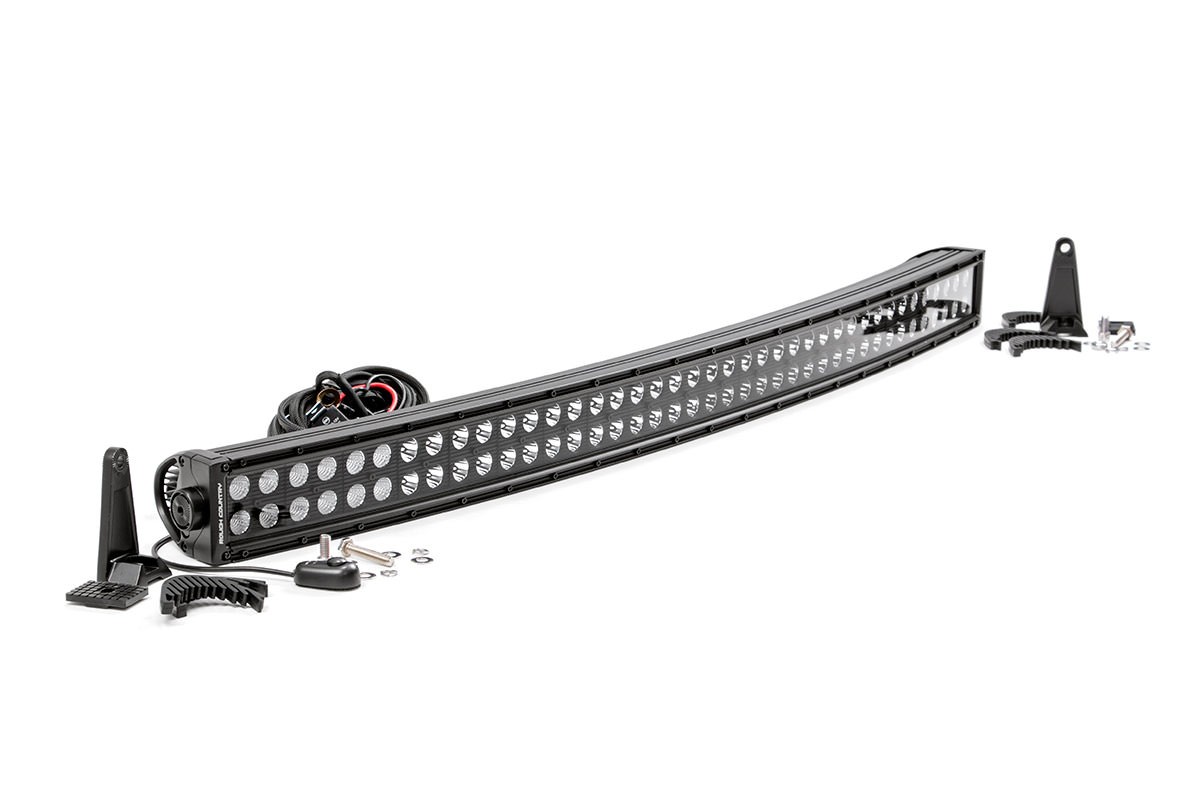 Rough Country 40in Curved Cree LED Light Bar; Dual Row; Black Series