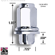 Gorilla Automotive 73137TXLB Chrome Toyota Mag Style Lug Nut - Bag of 4 (12mm x 1.50 Thread Size)