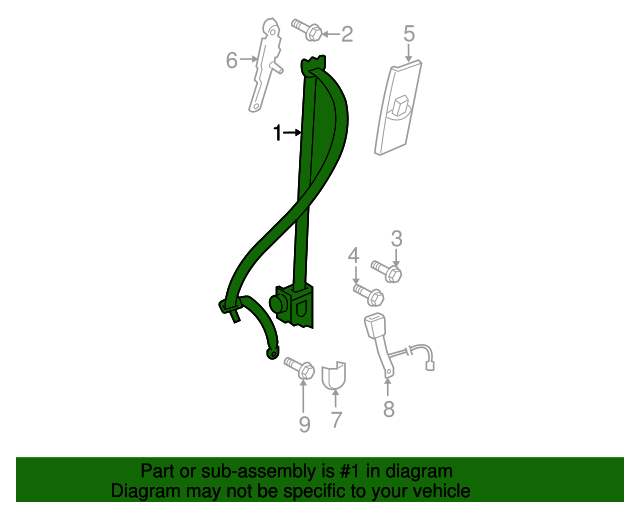 Toyota Seat Belt Assembly, Front Left; 2009-2011 FJ Cruiser - Click Image to Close