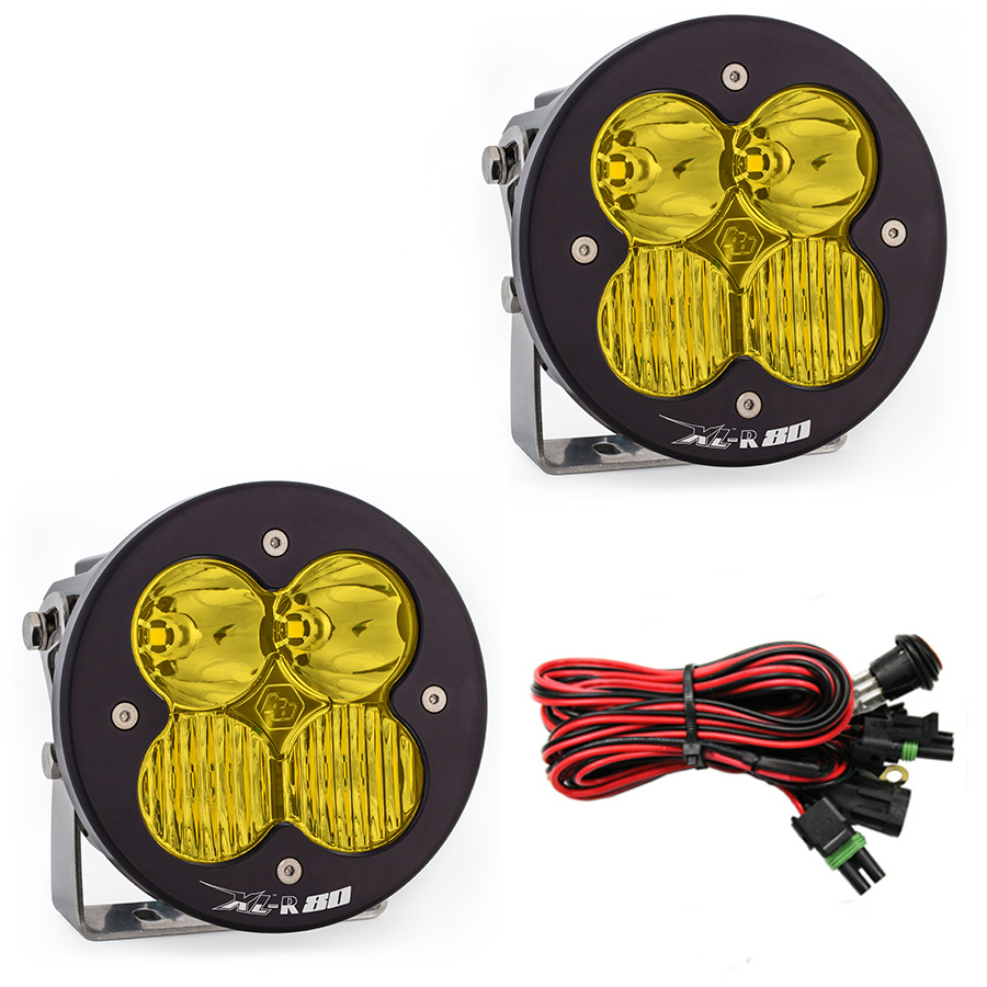 LED Light Pods Amber Lens Driving Combo Pattern Pair XL R 80 Series Baja Designs - Click Image to Close