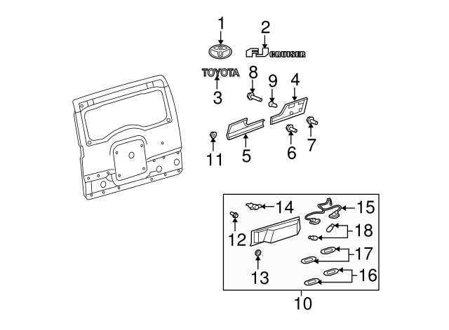 Rear Door Handle, Outside 2007-2014 FJ Cruiser