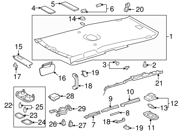 FJ Cruiser Map Lamp Assembly 2010-2014 - Click Image to Close