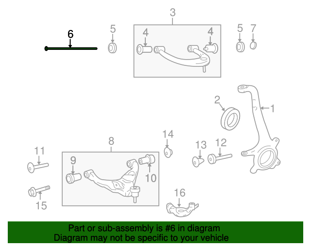 Toyota Upper Control Arm Bolt; 2007-2014 FJ Cruiser