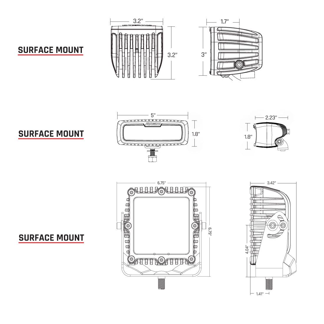 Rigid Industries Spot Surface Mount Pair SR-Q Pro - Click Image to Close