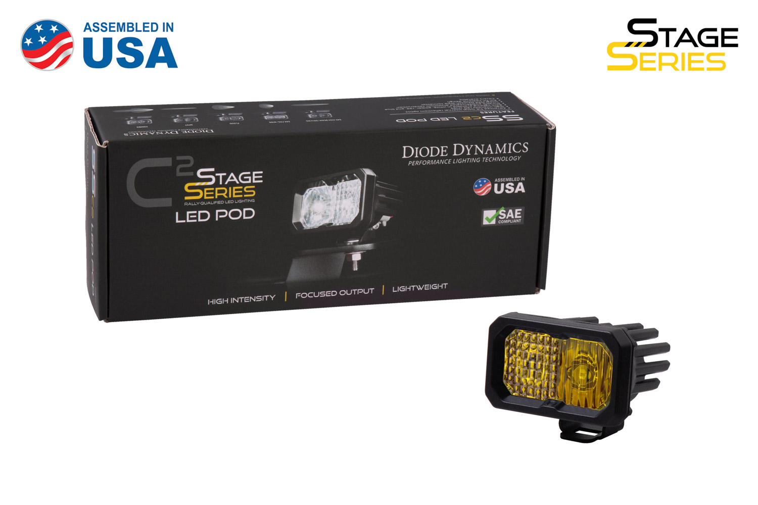 Diode Dynamics Stage Series 2 Inch LED Pod, Sport Yellow Driving Standard ABL Each