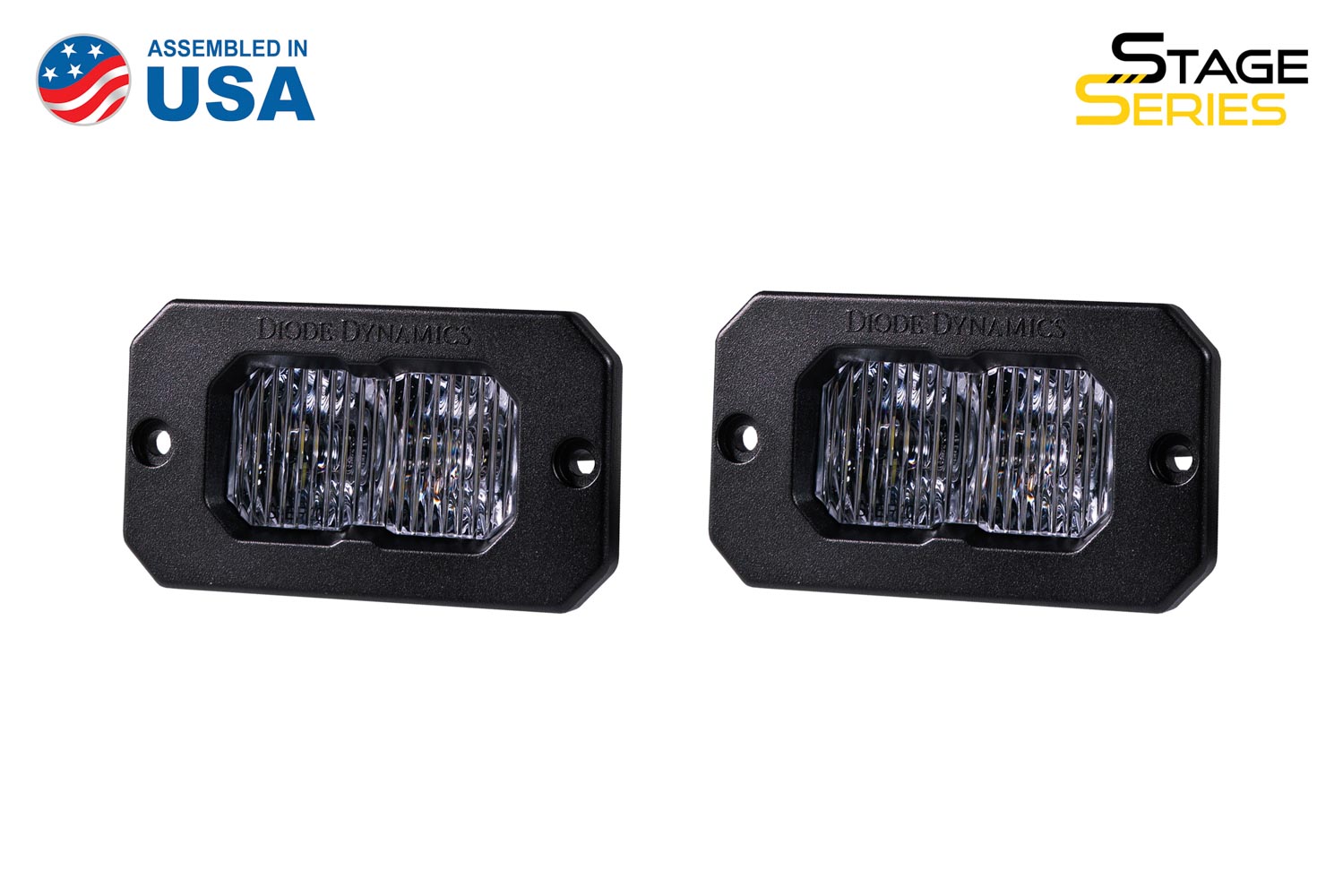 Diode Dynamics Stage Series 2 Inch LED Pod, Sport White Fog Flush WBL Pair - Click Image to Close