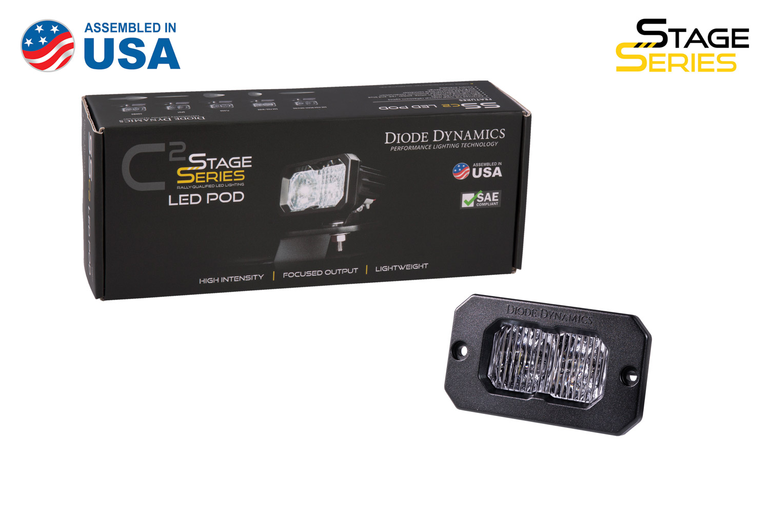 Diode Dynamics Stage Series 2 Inch LED Pod, Sport White Fog Flush WBL Each