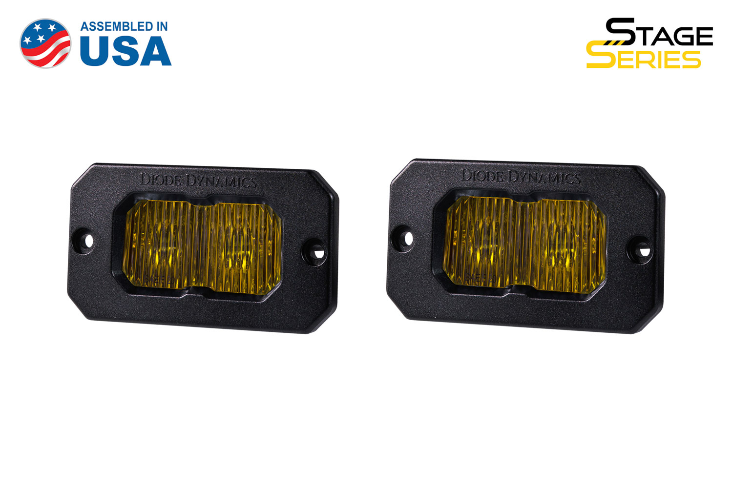 Diode Dynamics Stage Series 2 Inch LED Pod, Sport Yellow Fog Flush ABL Pair