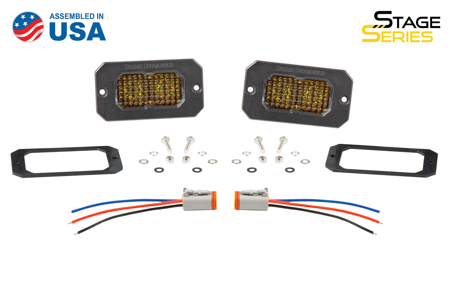 Diode Dynamics Stage Series 2 Inch LED Pod, Sport Yellow Fog Flush ABL Pair - Click Image to Close