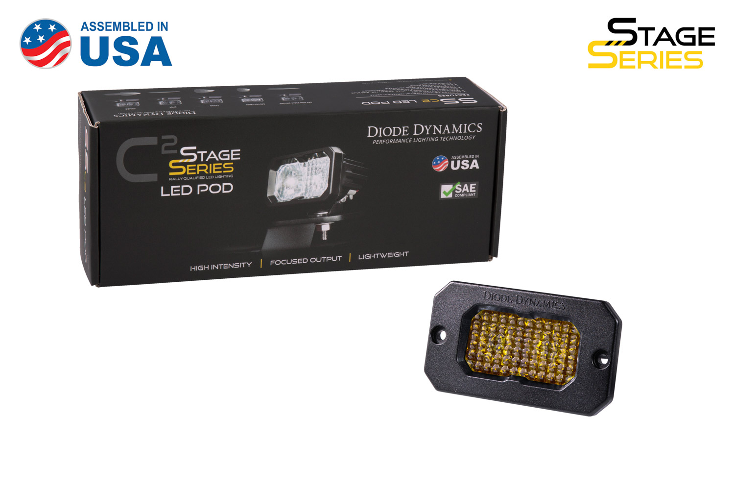 Diode Dynamics Stage Series 2 Inch LED Pod, Sport Yellow Fog Flush ABL Each