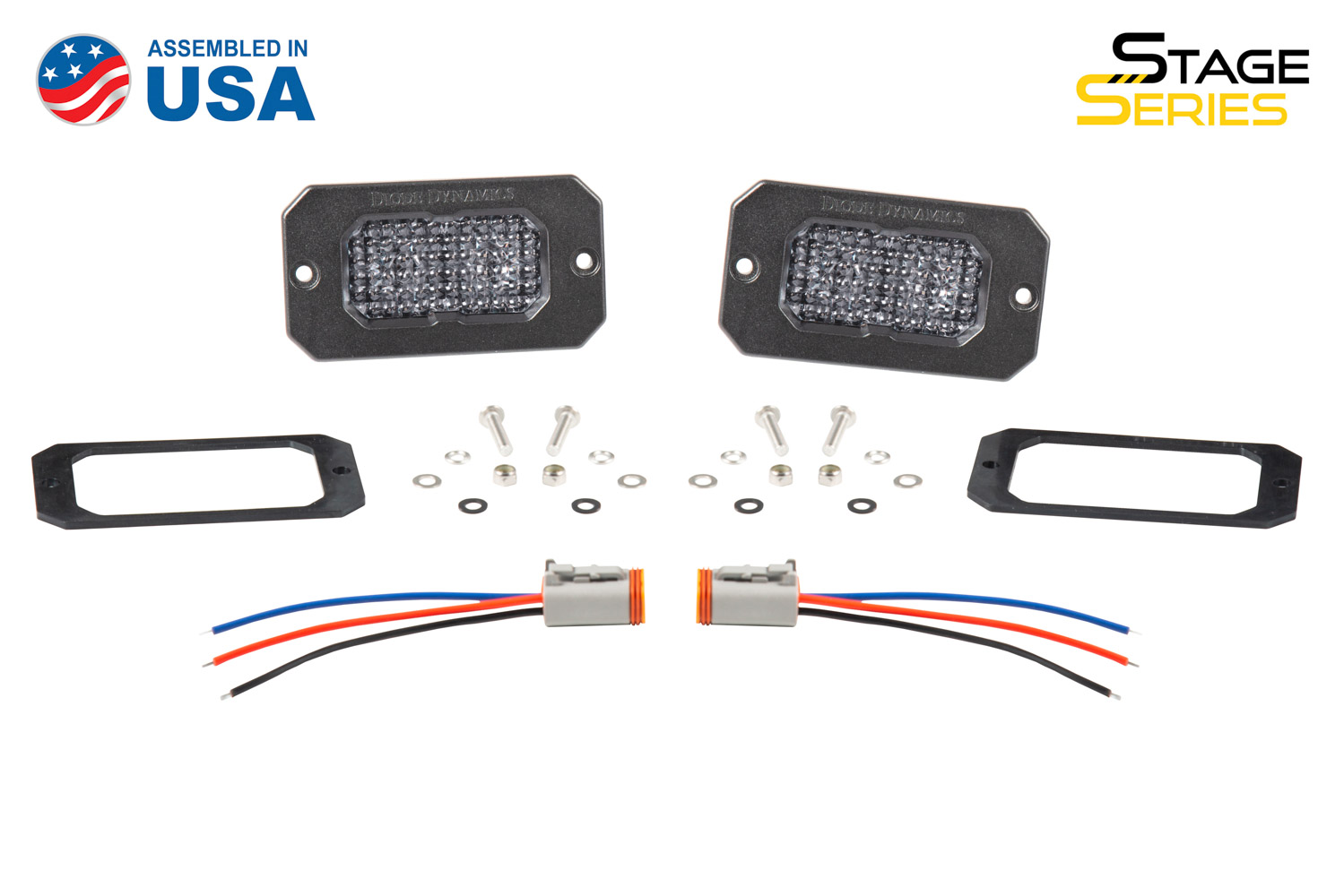 Diode Dynamics Stage Series 2 Inch LED Pod, Sport White Flood Flush WBL Pair - Click Image to Close