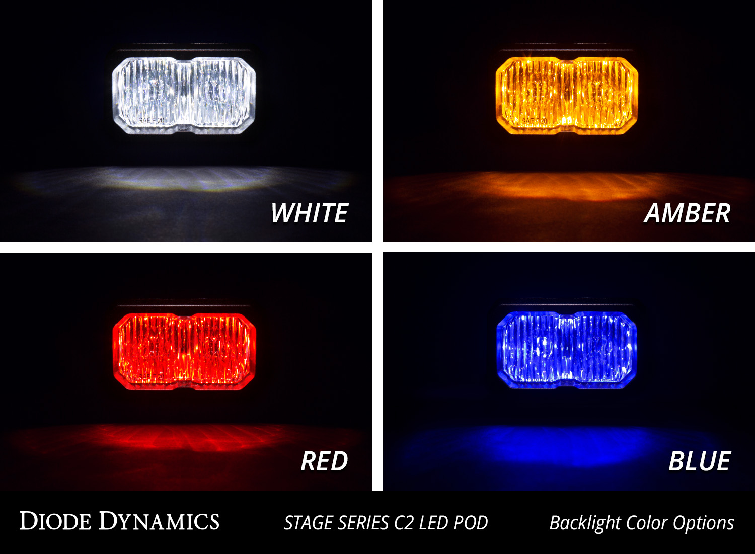 Diode Dynamics Stage Series 2 Inch LED Pod, Pro White Flood Flush RBL Pair