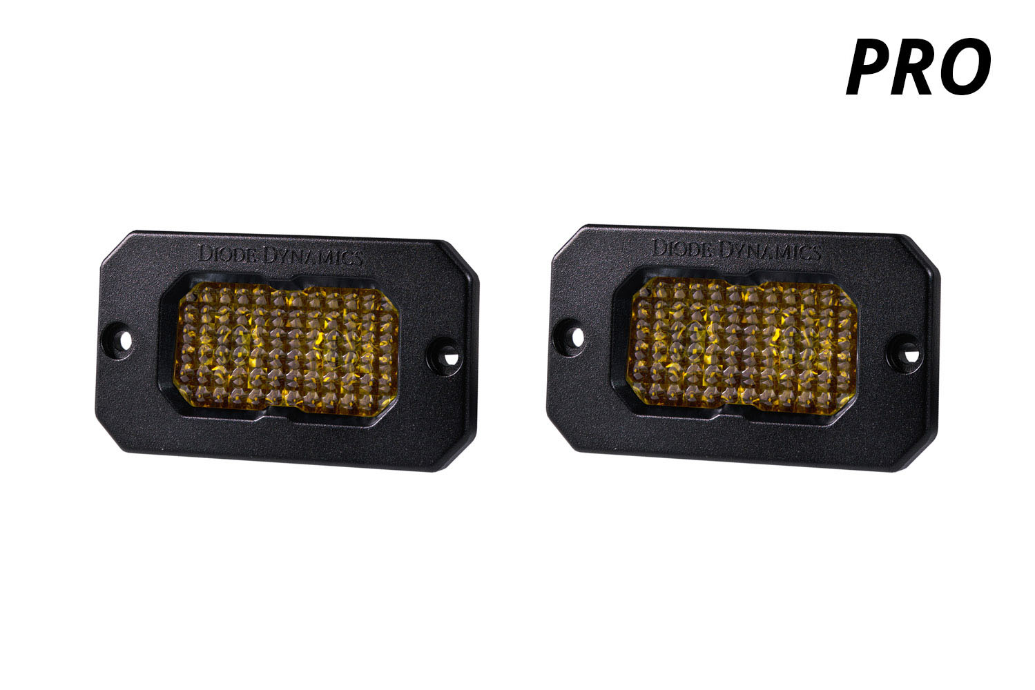 Diode Dynamics Stage Series 2 Inch LED Pod, Pro Yellow Flood Flush ABL Pair - Click Image to Close