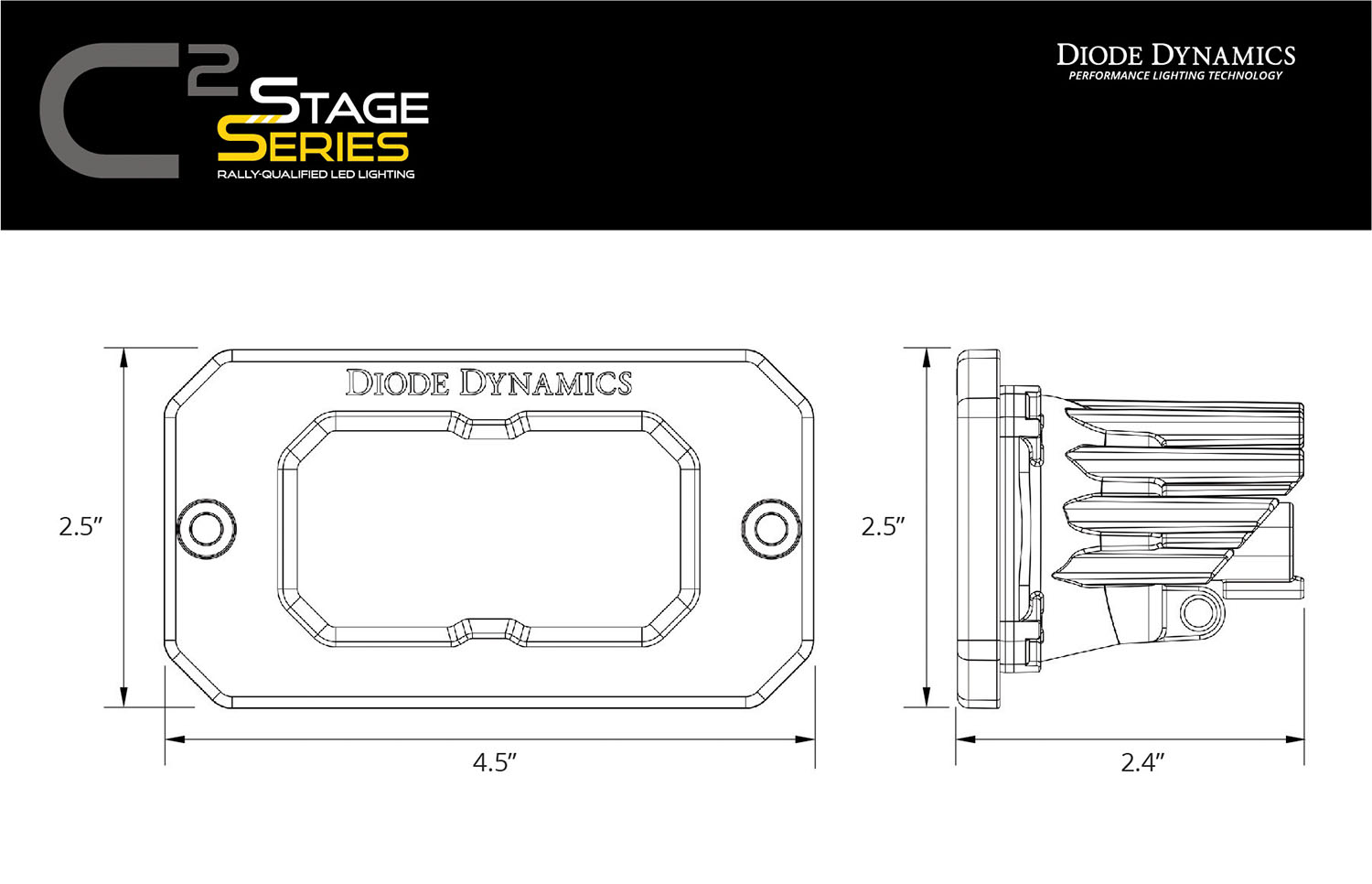 Diode Dynamics Stage Series 2 Inch LED Pod, Pro Yellow Flood Flush ABL Pair - Click Image to Close