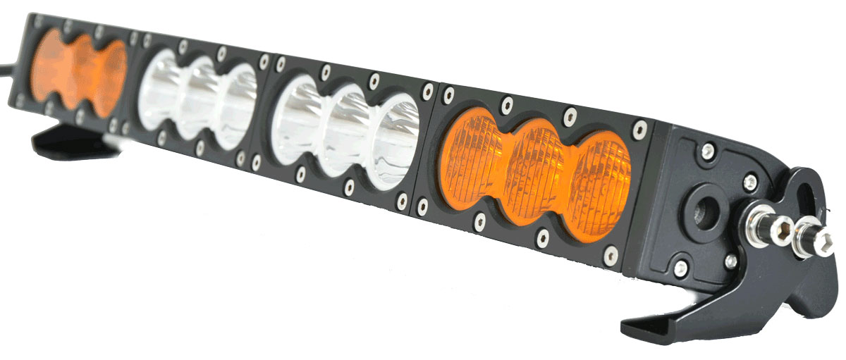 X6 10W Series 2D Amber White 22" Single Row LED Light Bar - 11,400 Lumens - Combo Beam