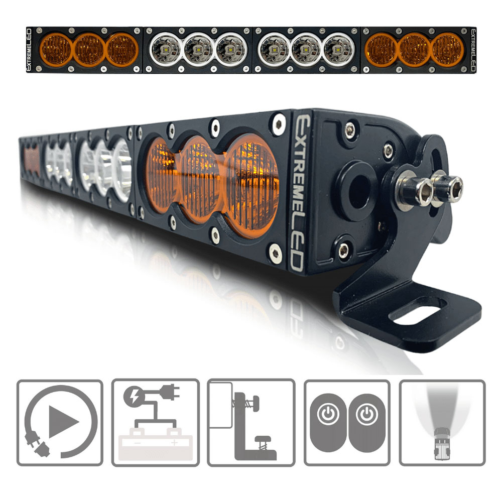 22 in. X6 Amber/White 120w Combo Beam Led Light Bar & Harness Kit