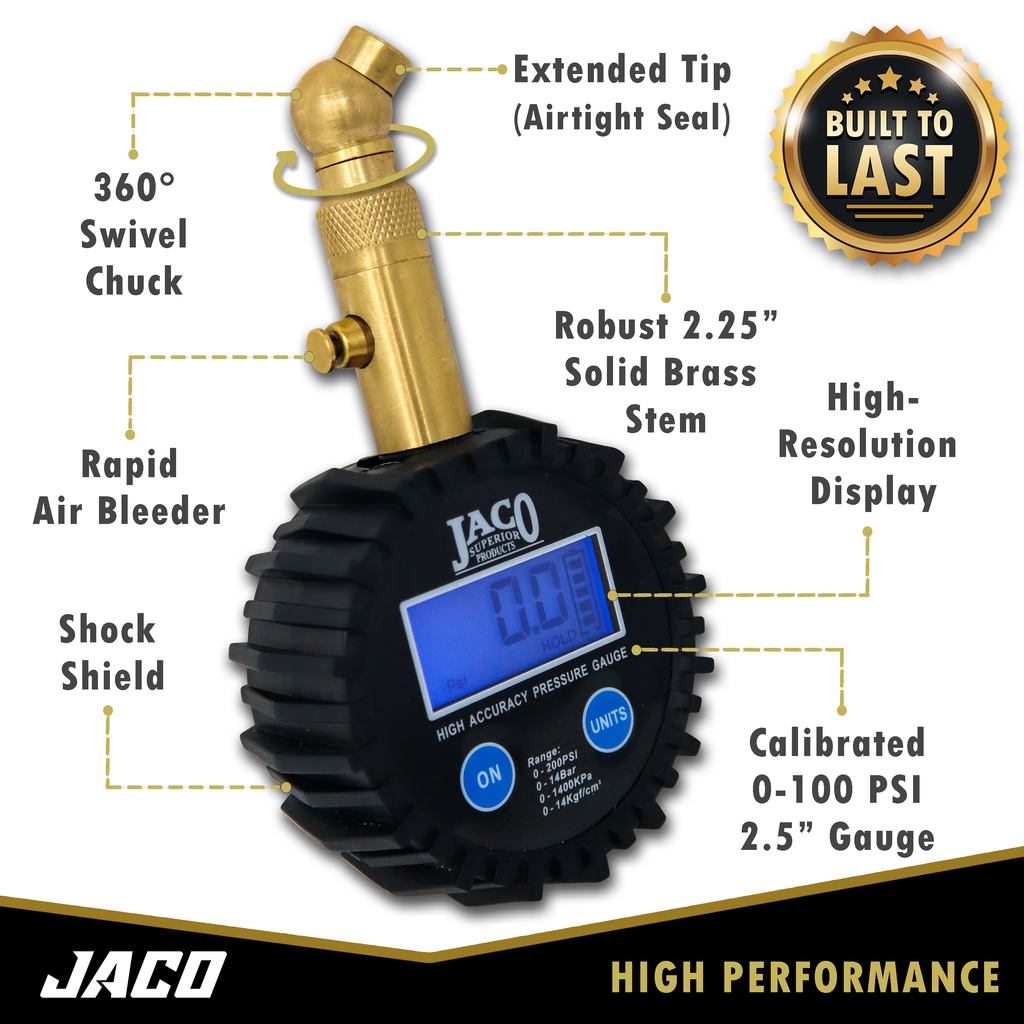 JACO Elite Digital Tire Pressure Gauge - 100 PSI - Click Image to Close