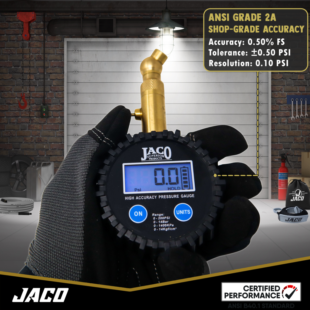 JACO Elite Digital Tire Pressure Gauge - 100 PSI - Click Image to Close