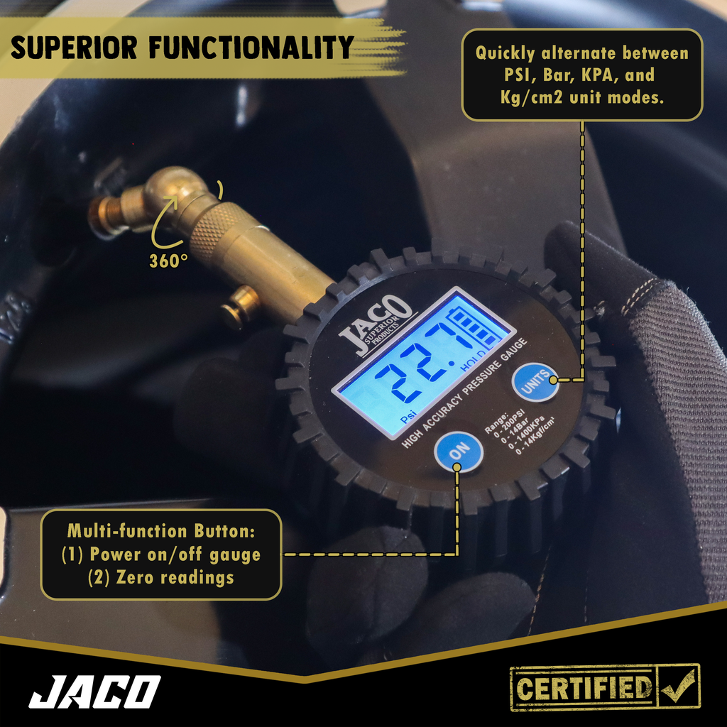 JACO Elite Digital Tire Pressure Gauge - 100 PSI