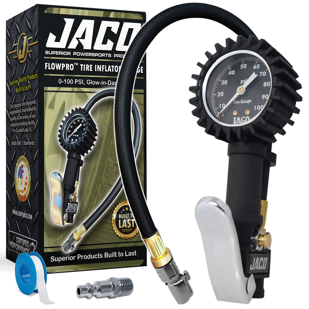 JACO FlowPro Tire Inflator with Pressure Gauge - 100 PSI - Click Image to Close