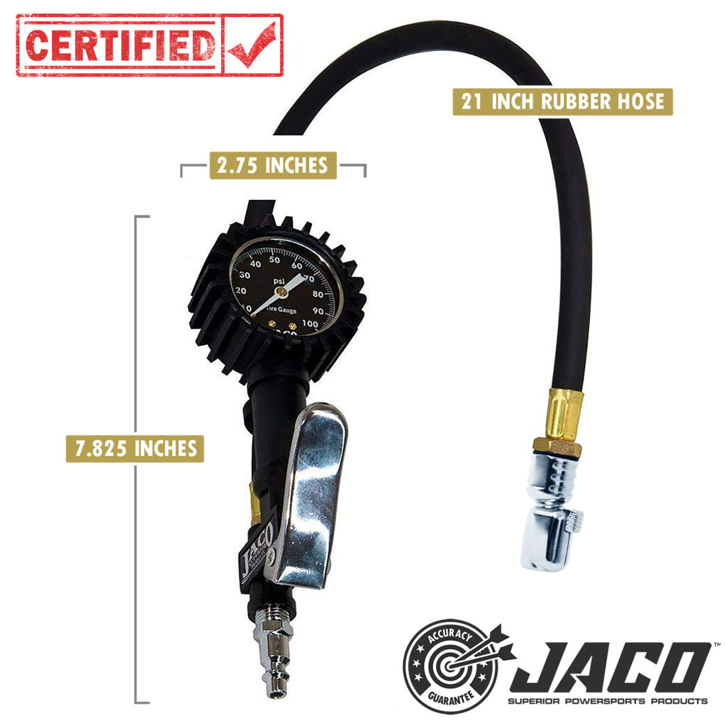 JACO FlowPro Tire Inflator with Pressure Gauge - 100 PSI - Click Image to Close