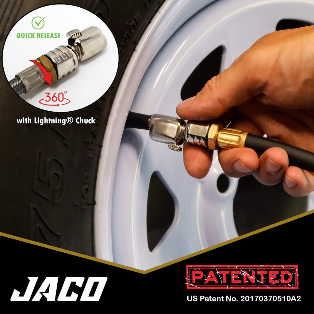 JACO FlowPro Tire Inflator with Pressure Gauge - 100 PSI - Click Image to Close