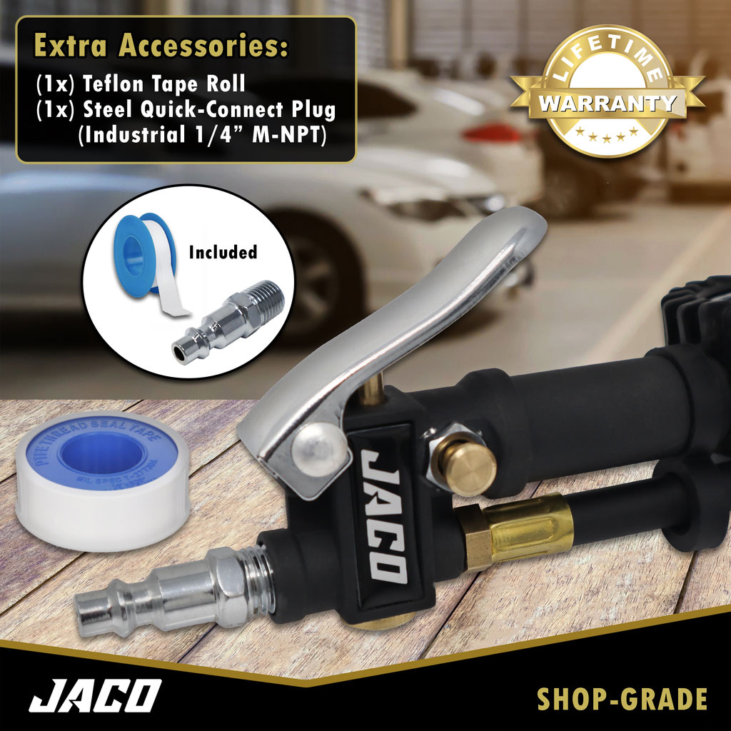 JACO FlowPro Tire Inflator with Pressure Gauge - 100 PSI - Click Image to Close