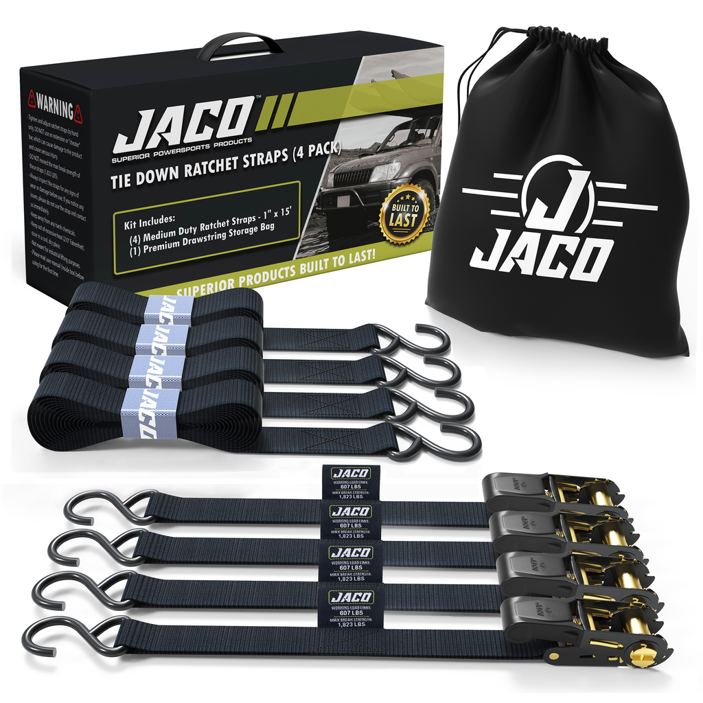 JACO Tie Down Ratchet Straps (Medium Duty) 1 in x 15 ft - Ships Free! - Click Image to Close