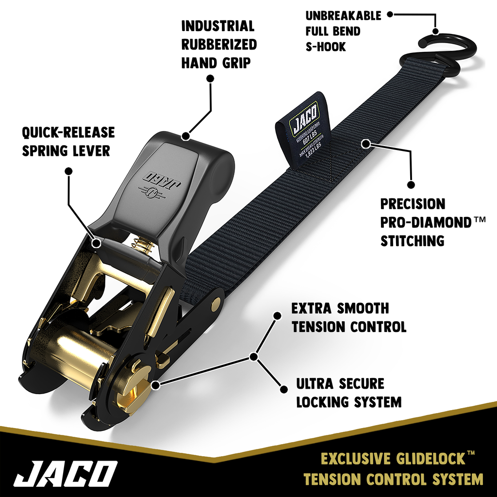 JACO Tie Down Ratchet Straps (Medium Duty) 1 in x 15 ft - Ships Free! - Click Image to Close