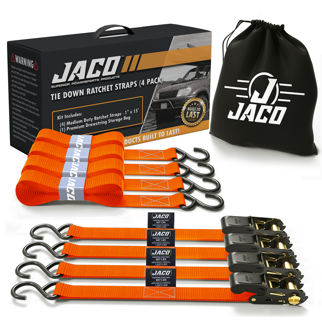 JACO Tie Down Ratchet Straps (Medium Duty) 1 in x 15 ft - Ships Free! - Click Image to Close