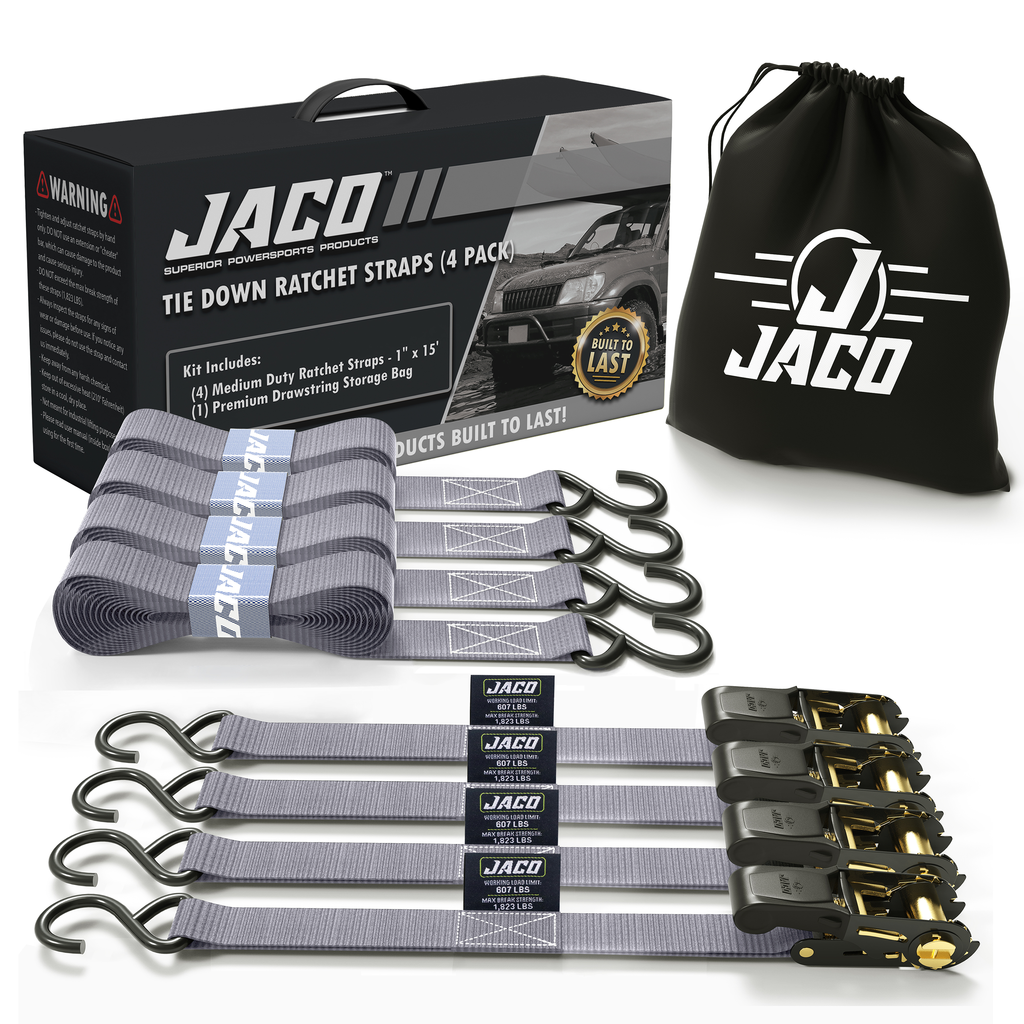 JACO Tie Down Ratchet Straps (Medium Duty) 1 in x 15 ft - Ships Free! - Click Image to Close