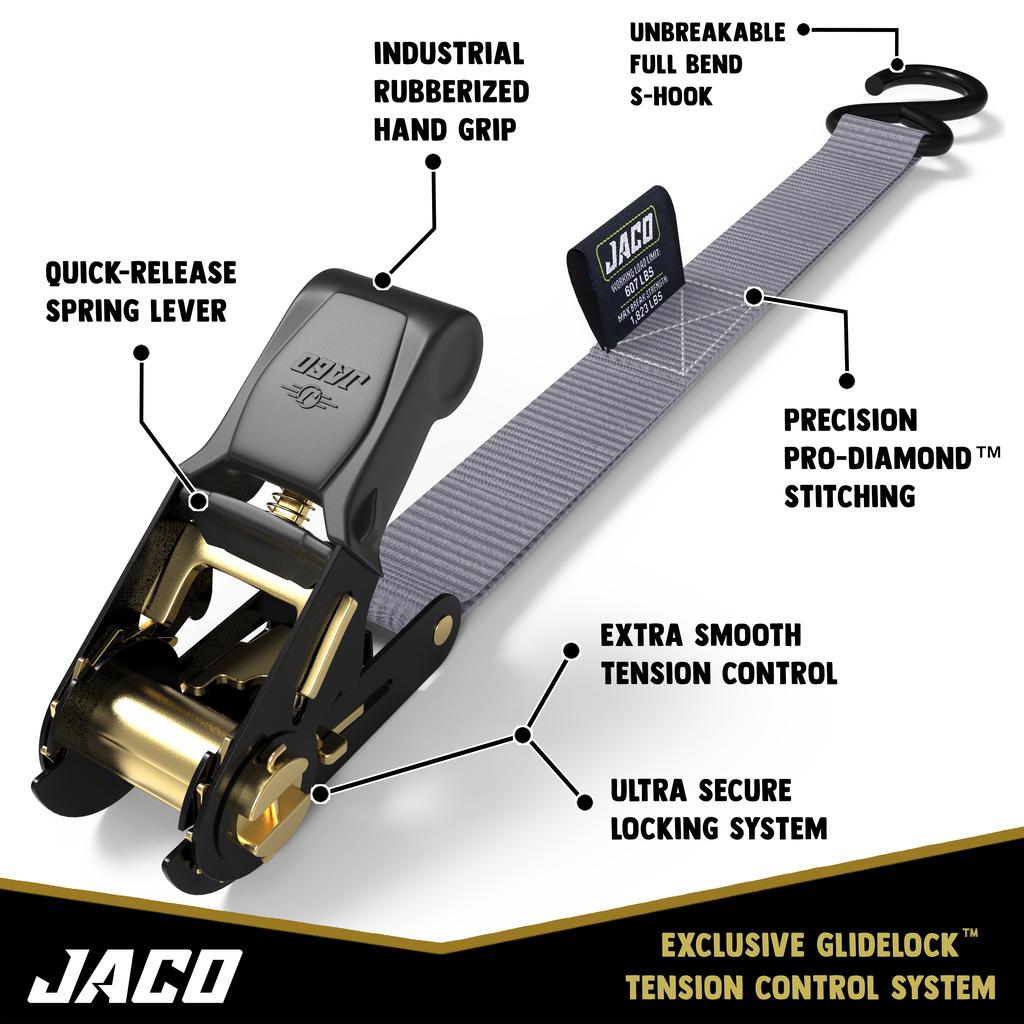 JACO Tie Down Ratchet Straps (Medium Duty) 1 in x 15 ft - Ships Free! - Click Image to Close