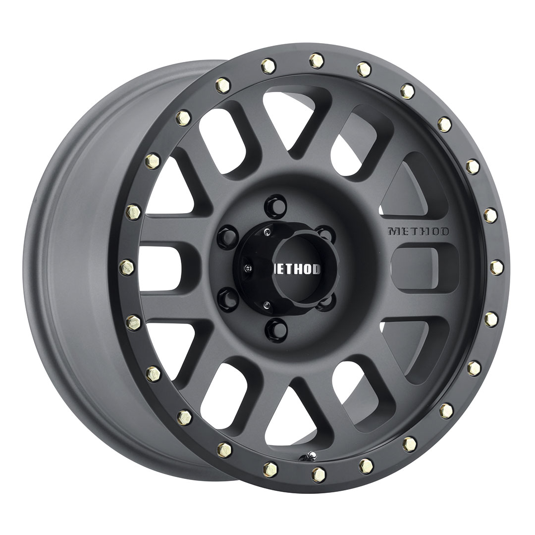 Method Race Wheels MR309 Grid, 17x8.5, 0mm Offset, 6x5.5, 108mm Centerbore, Titanium - Matte Black Lip - Click Image to Close