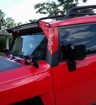 DB Customz LED Curved Bar Pillar Aluminum Pillar Mounts; 2007-2014 FJ Cruiser