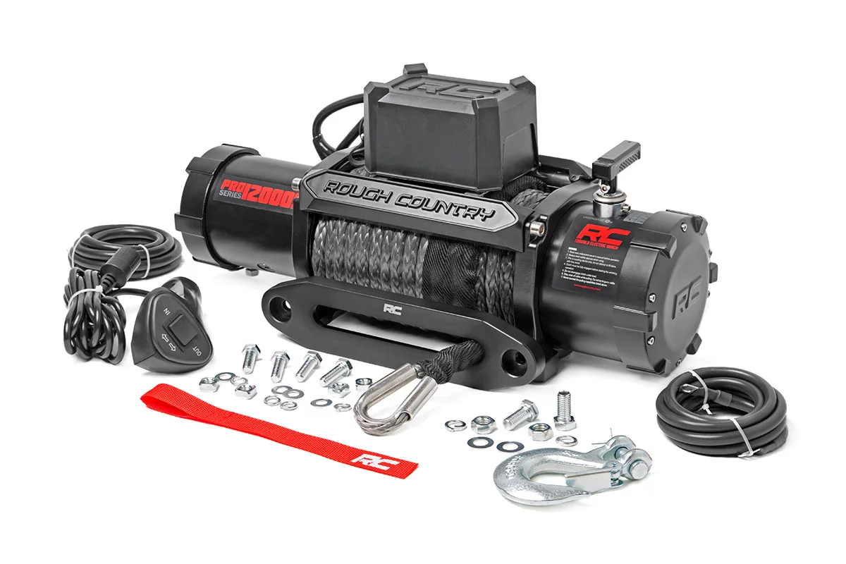 Rough Country 12000LB Pro Series Electric Winch | Synthetic Rope FREE SHIPPING