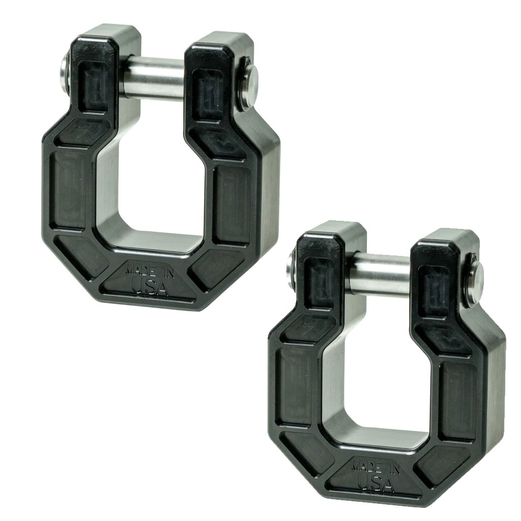 *NEW* - Royal Hooks Show Shackle - PAIR - D Ring Hook - Aluminum; Black - Click Image to Close