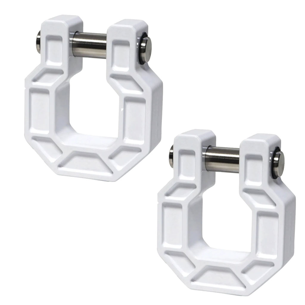 *NEW* - Royal Hooks Show Shackle - PAIR - D Ring Hook - Aluminum; White - Click Image to Close