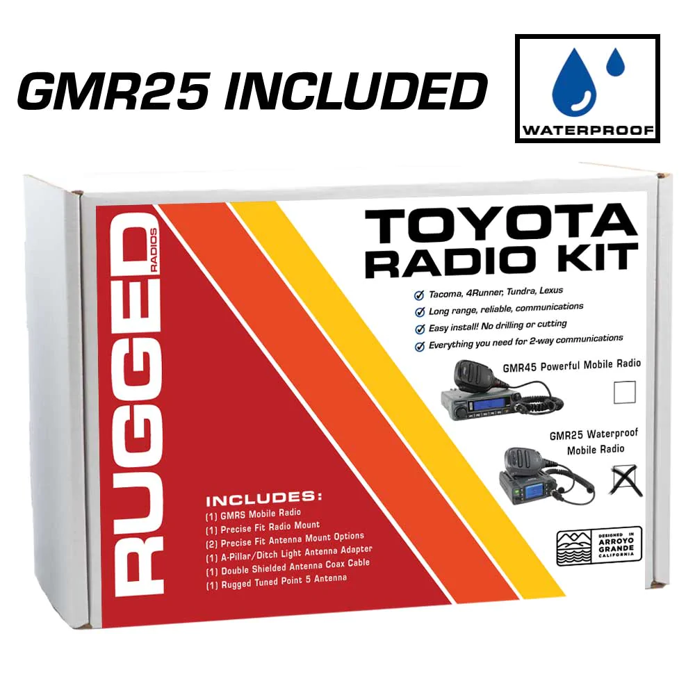 Rugged Radios TK3 Toyota Radio Kit - with GMR25 Waterproof Mobile Radio for Tacoma - 4Runner - Tundra - FJ Cruiser