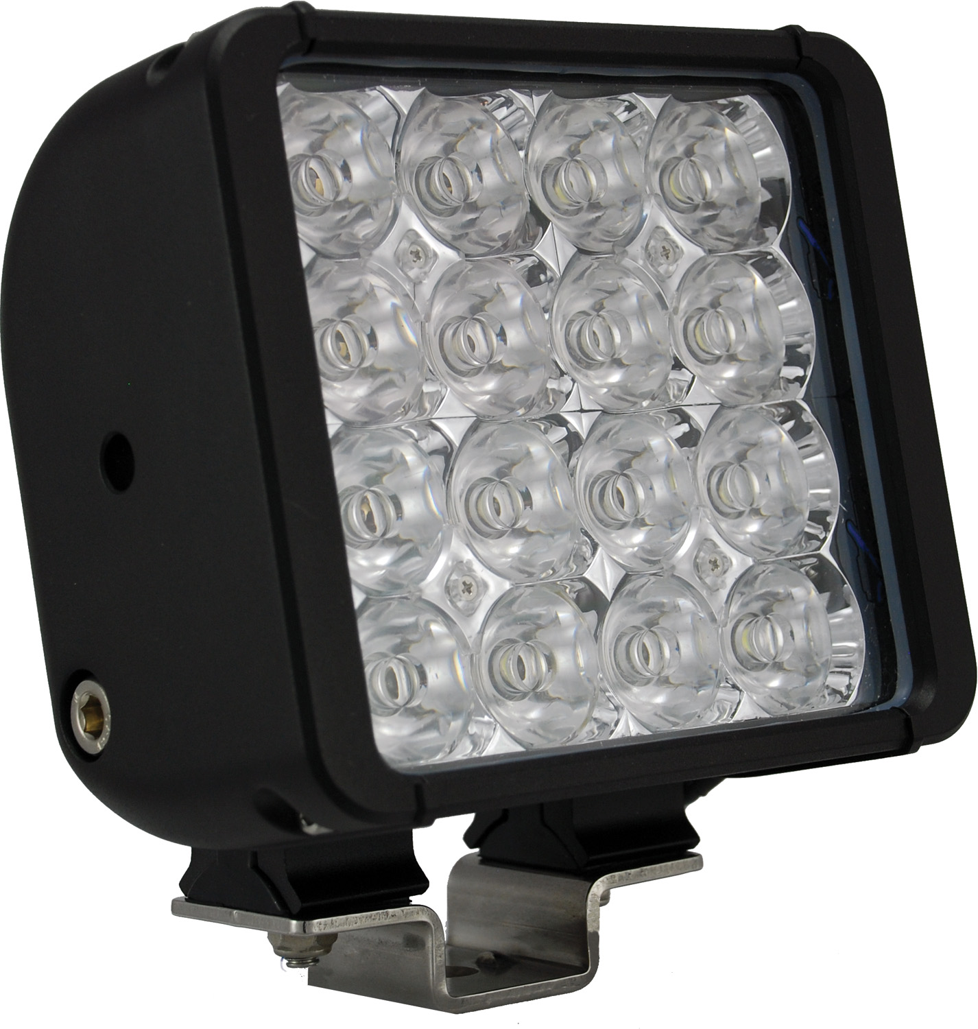 6" XMITTER DOUBLE BAR BLACK 16 3W LED'S FLOOD - Click Image to Close
