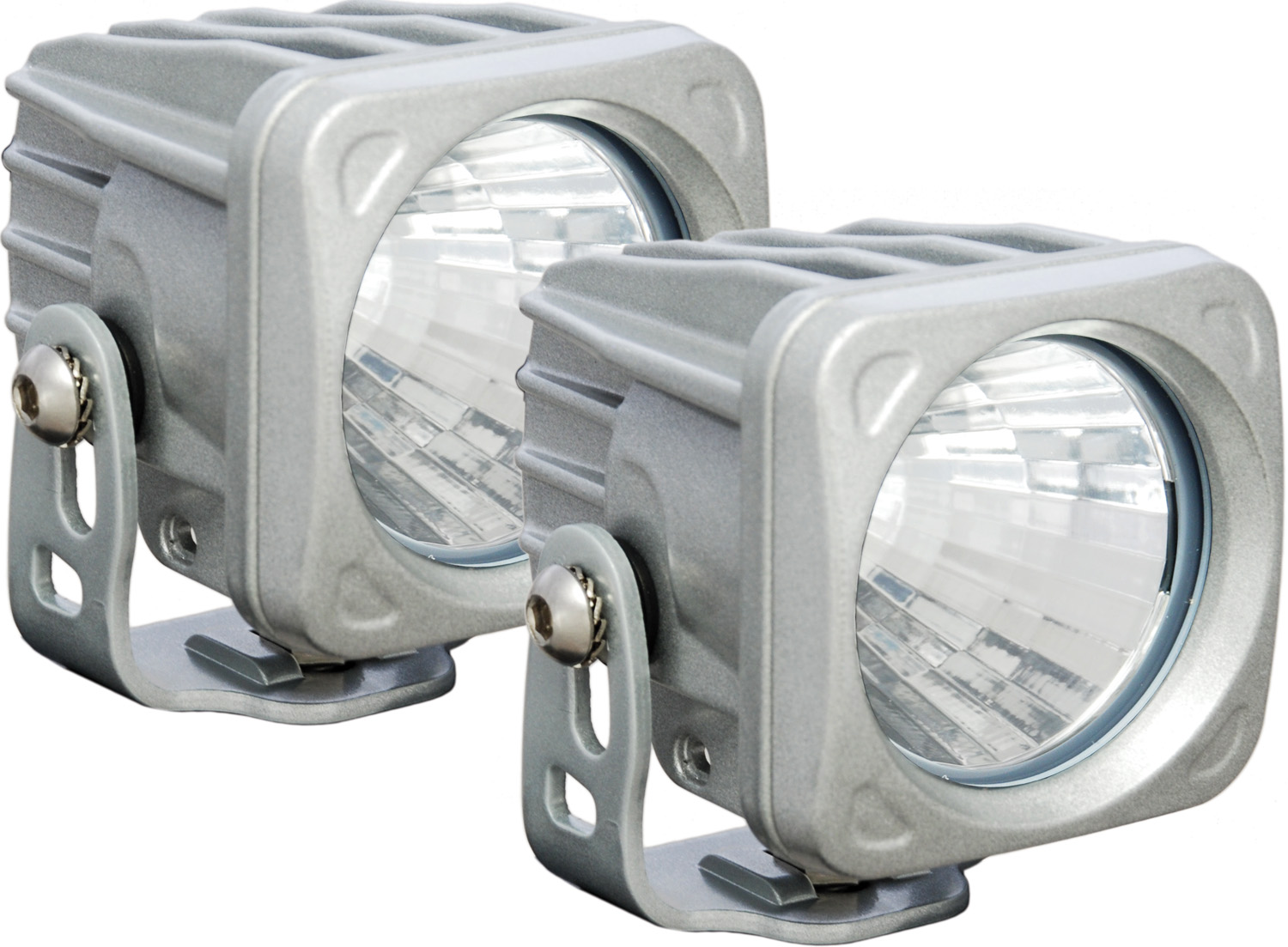 OPTIMUS SQUARE SILVER 1 10W LED 20° MEDIUM KIT OF 2 LIGHTS - Click Image to Close