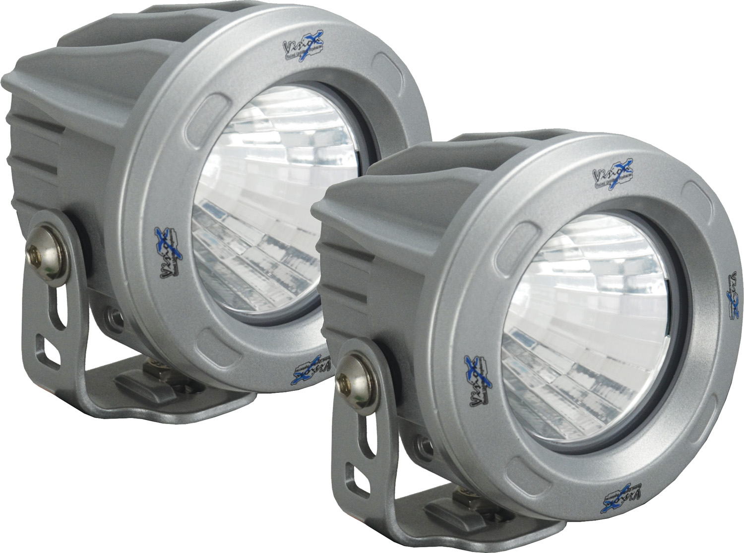 OPTIMUS ROUND SILVER 1 10W LED 60ç FLOOD KIT OF 2 LIGHTS