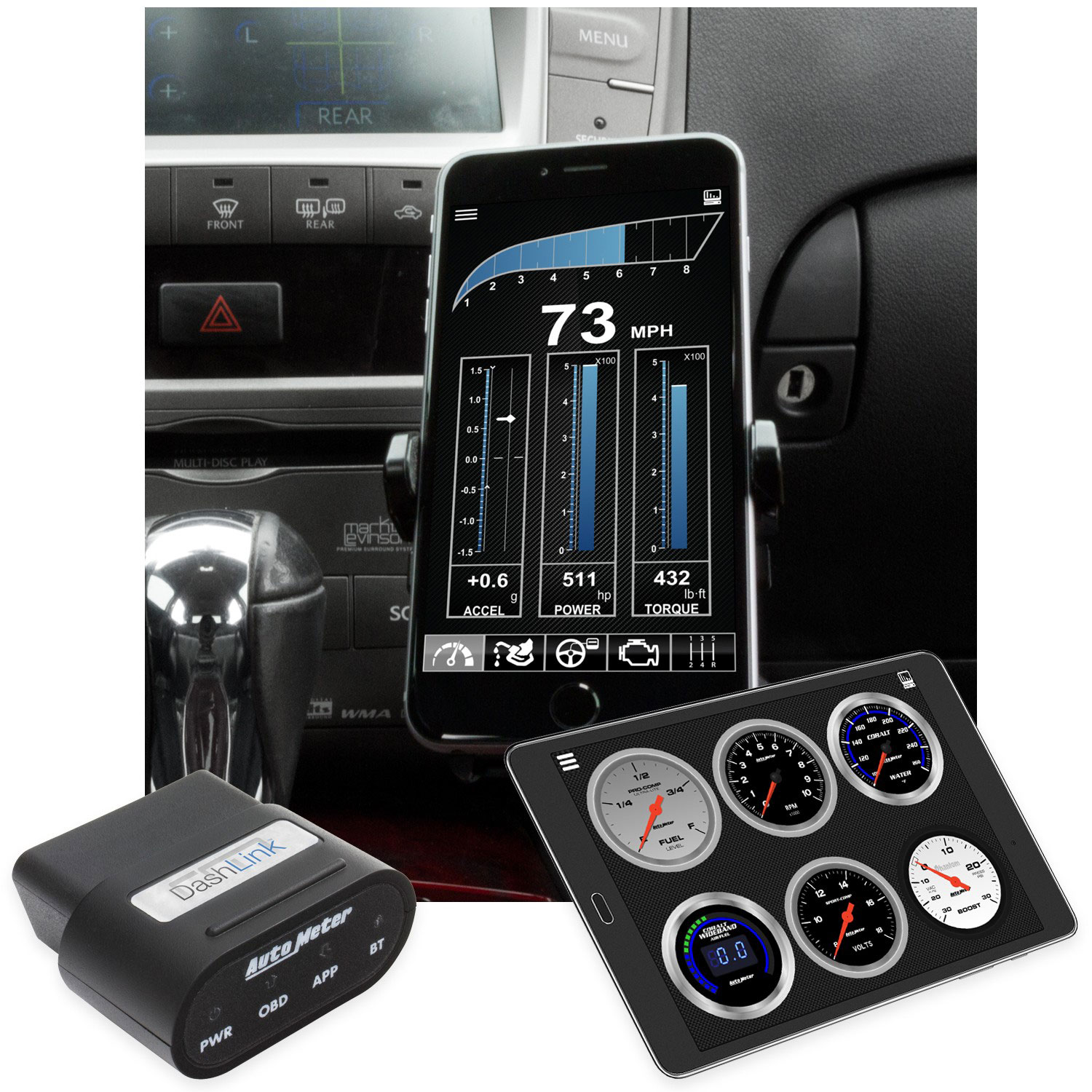 Autometer Dashlink II, OBDII Digital Gauges - Click Image to Close