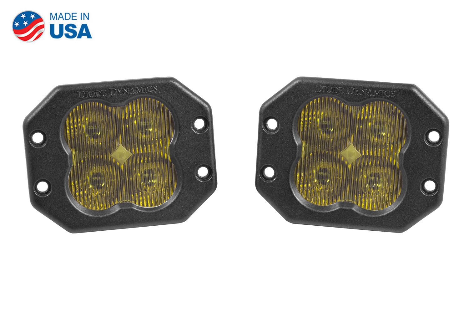 Diode Dynamics Worklight SS3 Sport Yellow SAE Fog Flush (pair) - Click Image to Close