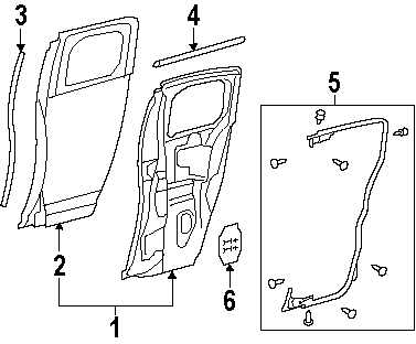 Exterior Weatherstrip LEFT REAR Door - Click Image to Close