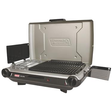Coleman Barbeque Grille; PerfectFlow InstaStart Camp Stove w/2Burners/Broiler and Lid