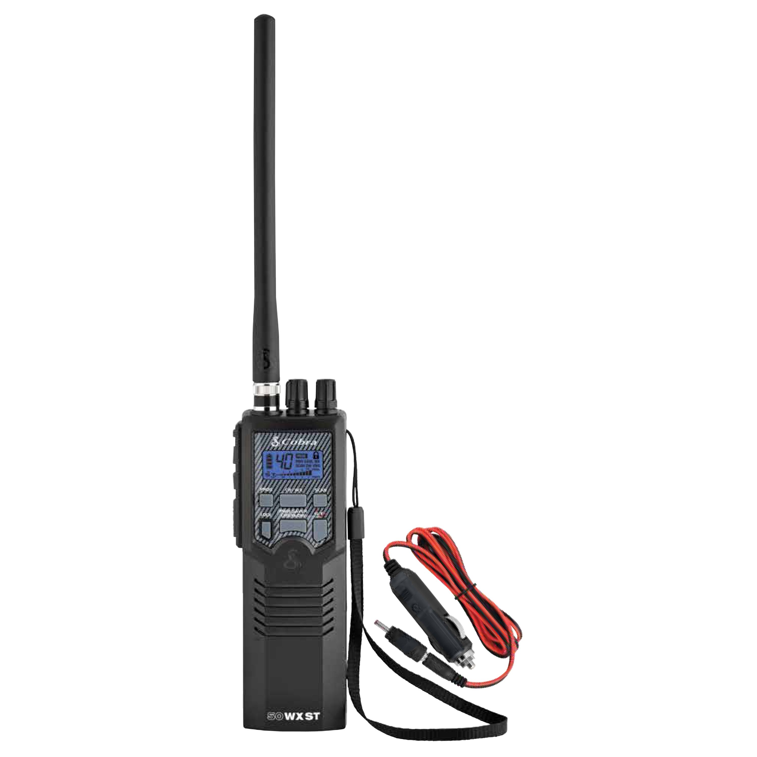 Cobra HandHeld CB Radio w/10 NOAA Weather Channels & DC Cigarette Power Cord - Click Image to Close